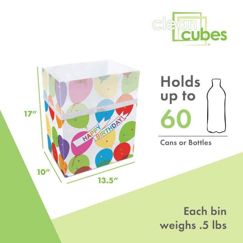 Clean Cubes 13 Gallon Disposable Pop-Up Trash Cans (6-Pack) with Fitted Bags â€“ Foldable Garbage & Recycling Bins for Parties, Events & Kitchen (Birthday, 17" H x 13.5" W x 10" D) - Image 3